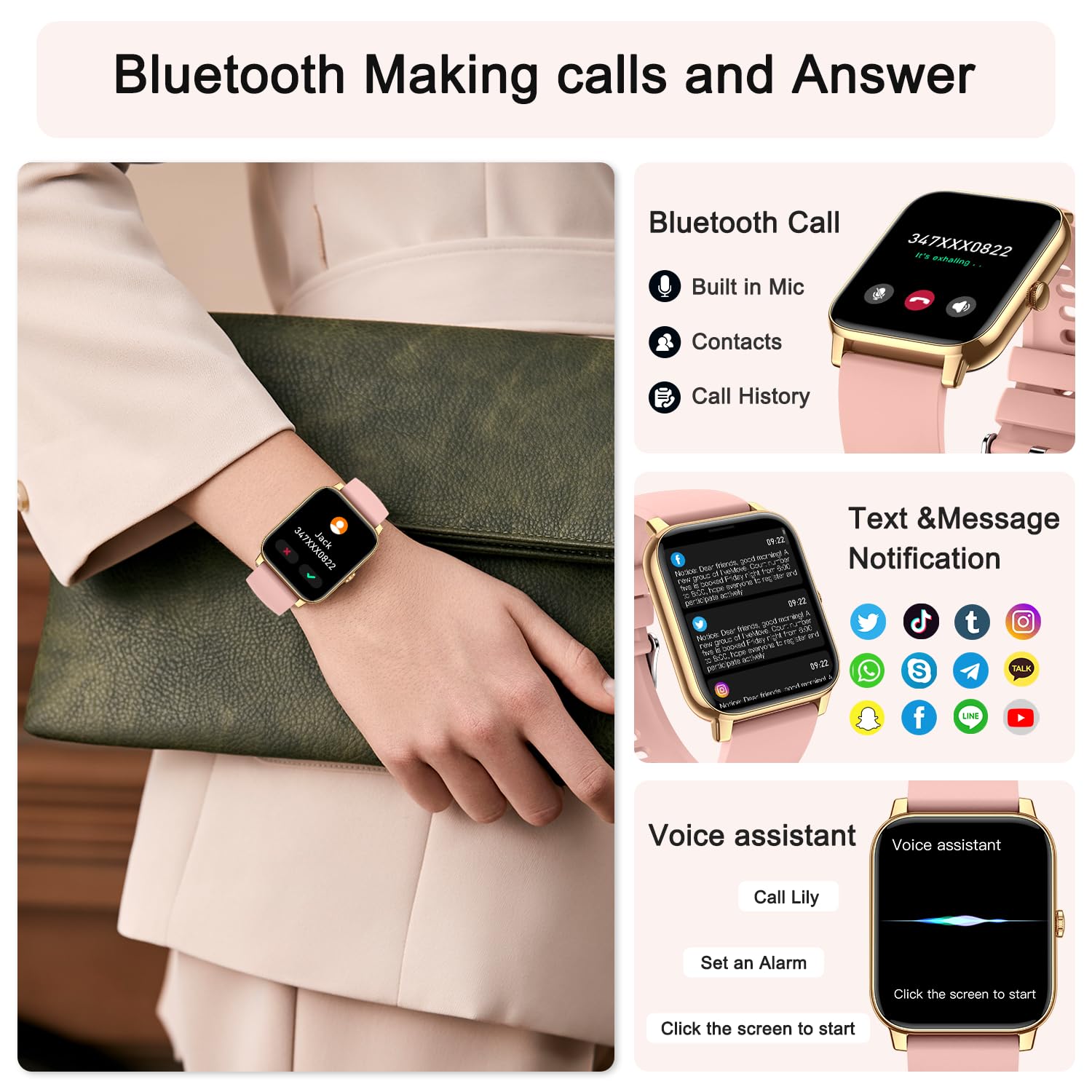 Smart Watch For Women Fitness Tracker: Smart Watches For Women Digital Mens Watches Make/Answer Call Waterproof Running Smartwat